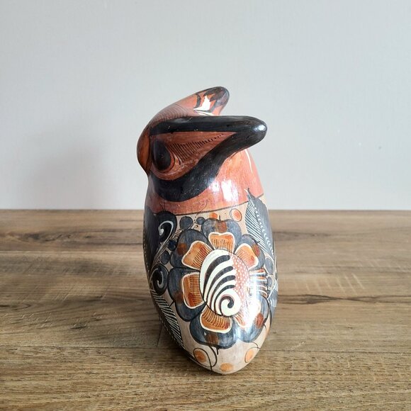 Mexican 7 1/4''tall ceramic hand painted owl. Tonala pottery. Traditional art. - Picture 3 of 7